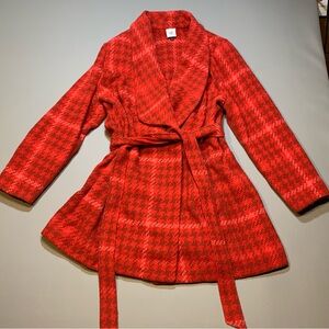 Cabi Women's Evita Coat XXL Wool Blend Checked Jacket Belted Trench EUC Phoebe